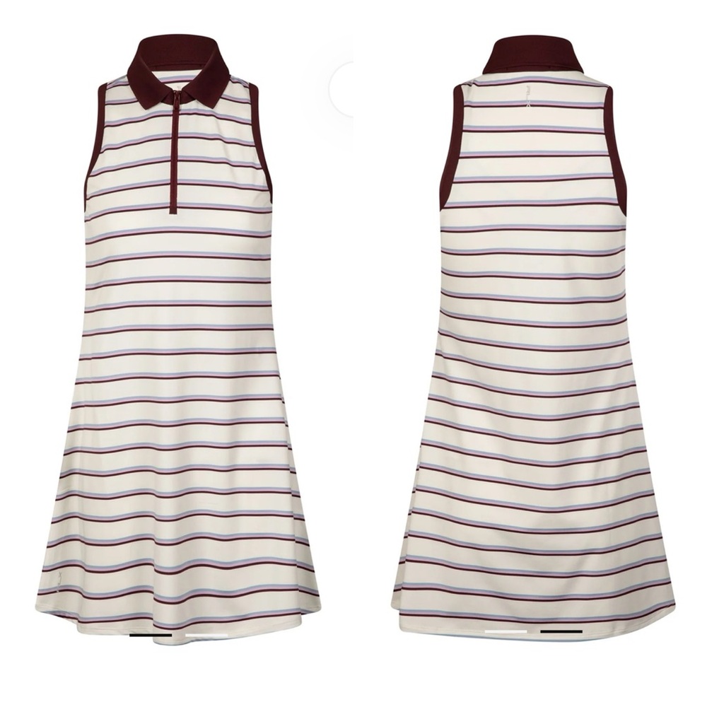 RLX Ralph Lauren Burgundy and White Striped Golf Tennis Dress